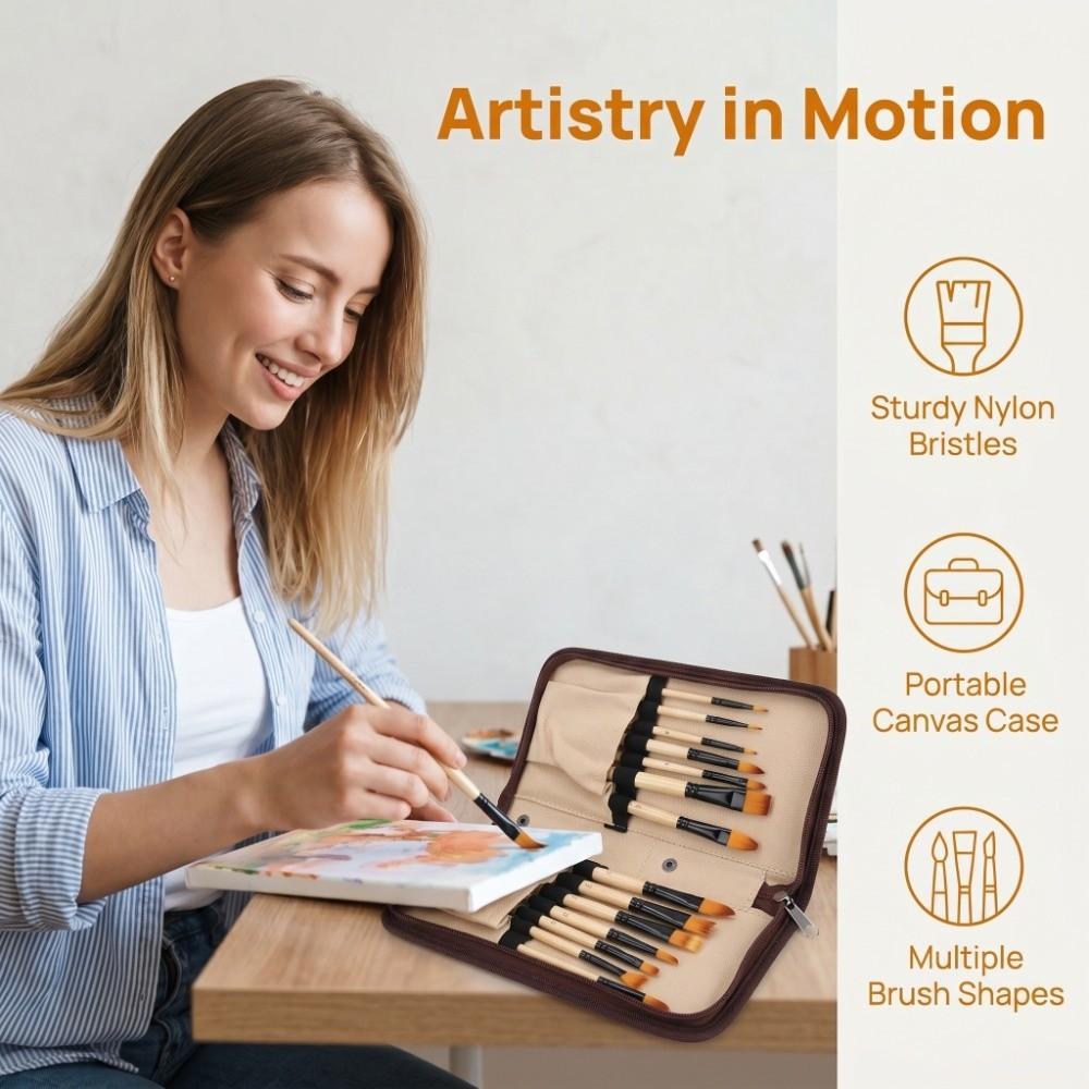 14PCS Tough Fiber Texture Multi-tip Nylon Brush Set Watercolor Paint Brushes Acrylic Artwork Making