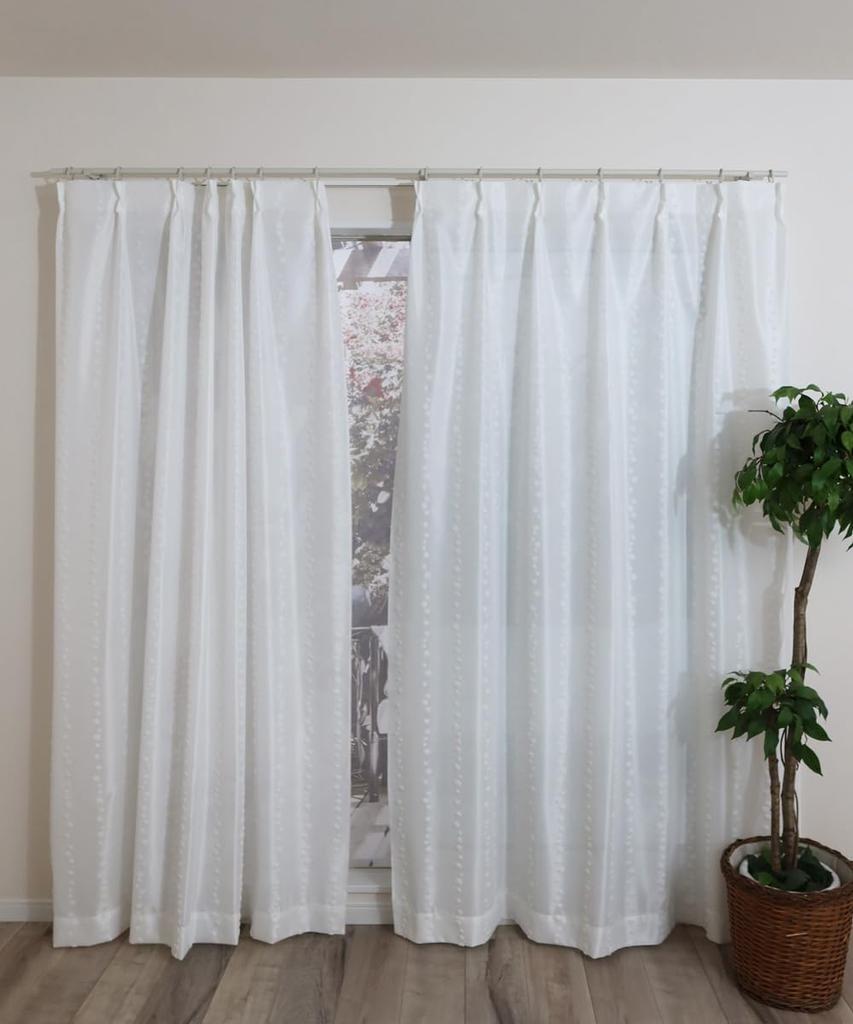 Made In Japan Pile Mirror Lace and Polka Dot 100cm Wide X 176cm Set of 2 Kaei-lace Curtain, High-Performance, Anti-Vision, Heat-Shielding, Insulating,