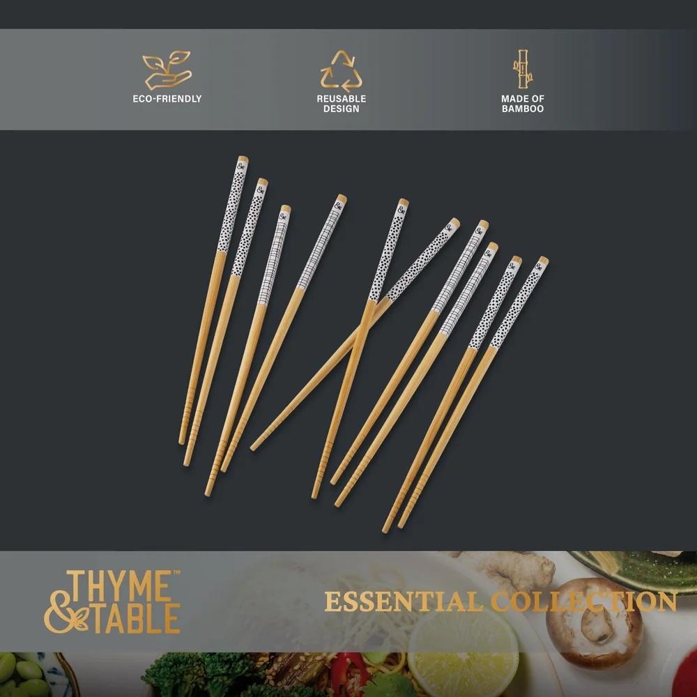 10dílná bambusová opakovaně použitelná sada hůlek Ekologické nádobí Sushi Nudle Stir-Fry Odolné Stylové Dárek Pro milovníky jídla