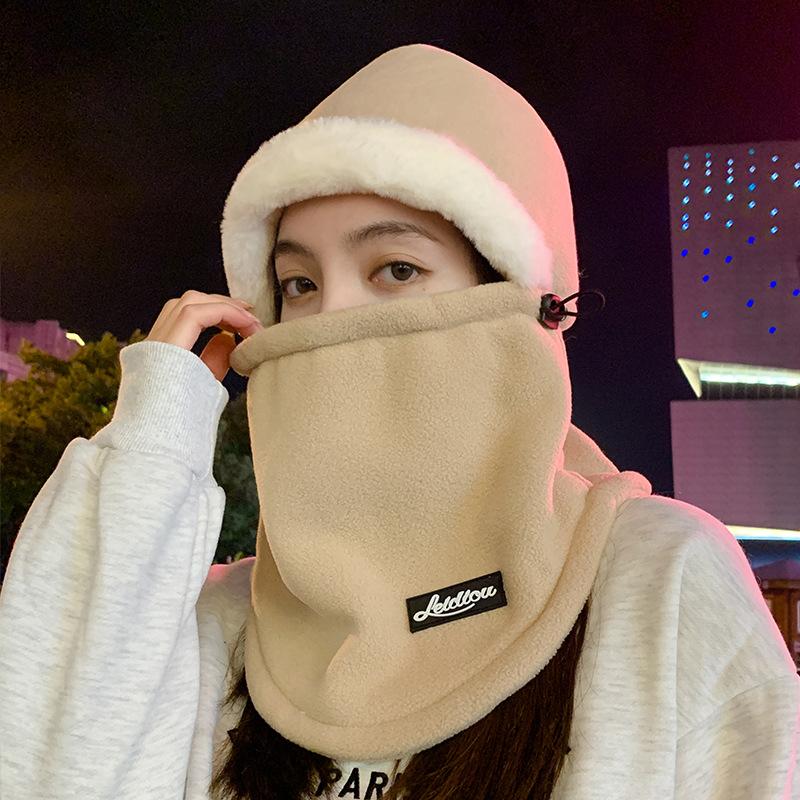 Hat Women'S Winter Scarf Integrated Electric Vehicle Day Riding Warm Artifact Windproof And Cold Proof