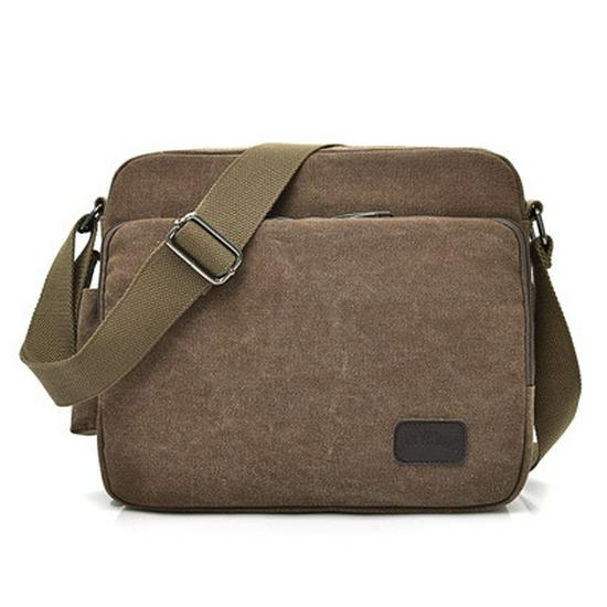 

Men s Large Capacity Canvas Crossbody Bag - Multifunctional, Multi-Compartment Casual Shoulder Bag коричневий