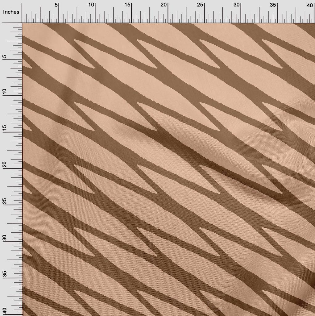 oneOone Cotton Flex Dark Beige Fabric Abstracts Sewing Material Print Fabric By The Yard 40 Inch