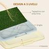 3-Layer Dog Litter Box with Synthetic Grass, Grid and Bottom Tray, 63x48.5cm