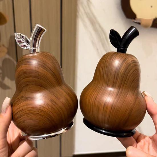 Wood Grain Pear Toothpick Dispenser Dental Floss Toothpick Holder Home Office Restaurant Kitchen Desktop Toothpick Organizer Container