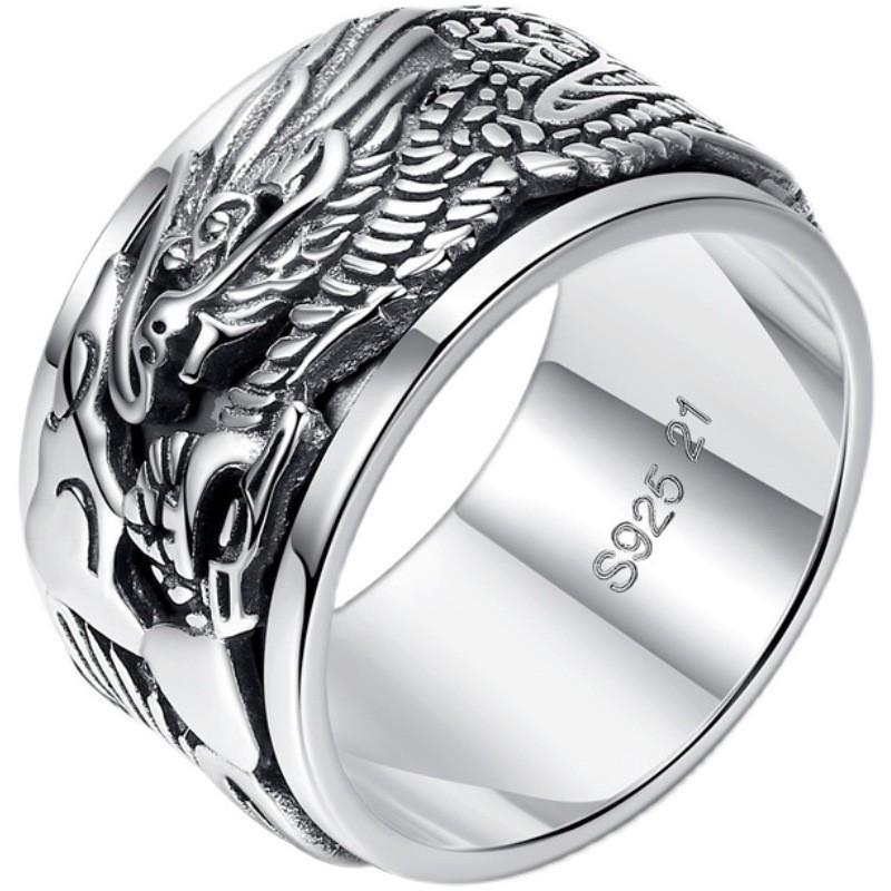 Men s Xianglong Rotatable Wide Band Ring - Artistic Ethnic Style Retro Decompression Index Finger Accessory