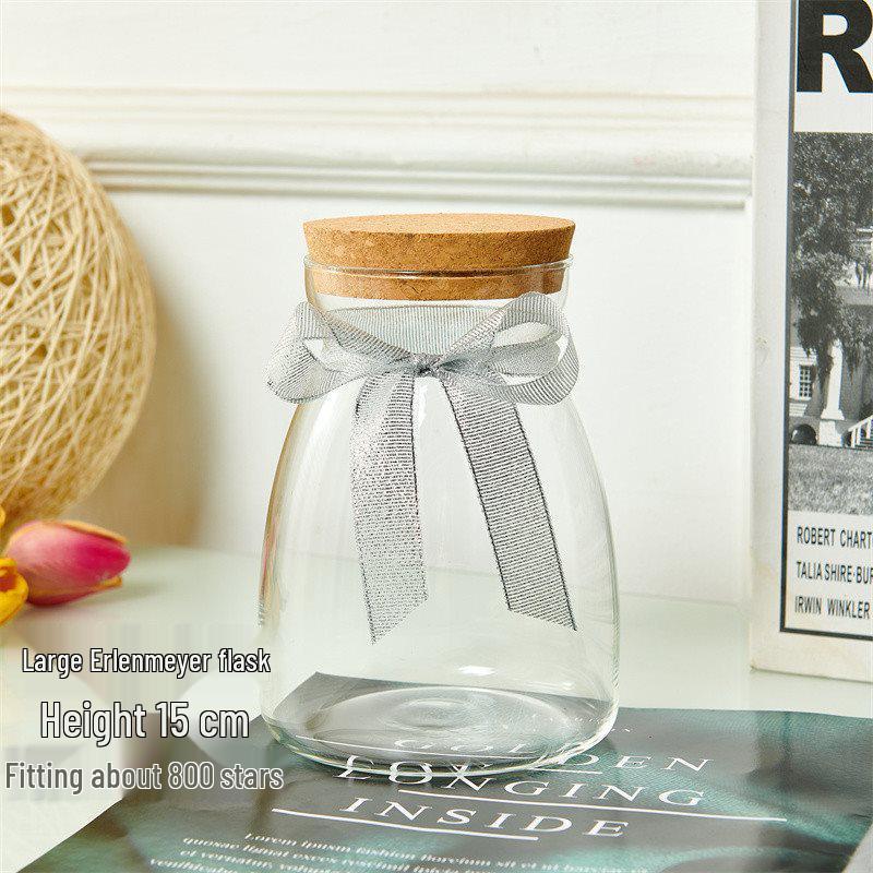 Creative Glass Bottle with Sand, Shells, Lucky Stars, Paper Cranes, and Rainbow Pentagrams