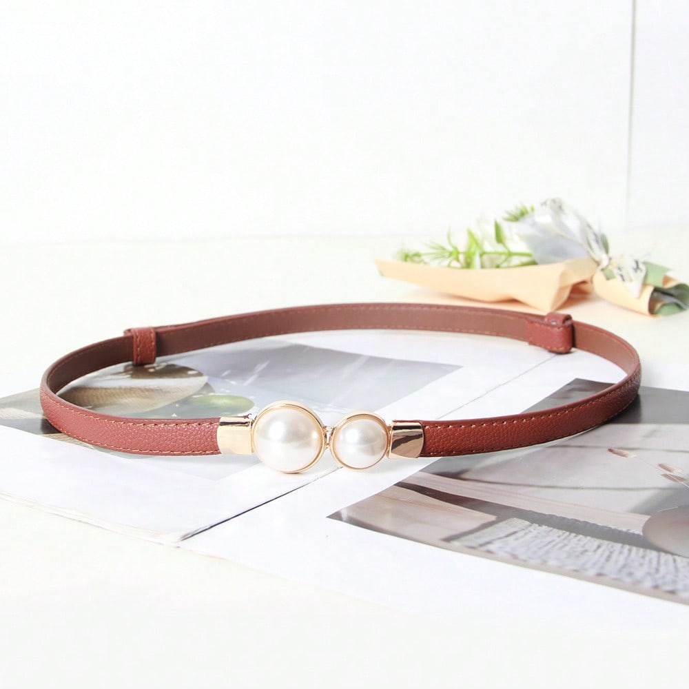 Pearl Belt Women's Versatile Thin Belt Women's Decoration with Skirt Adjustable Thin Waist Simple and Versatile
