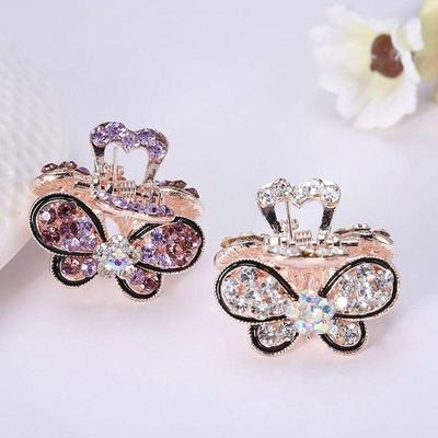 1PC Women Retro Vintage Crystal Rhinestone Mini Butterfly Crown Hairpins Hair Claws Hair Clips Barrettes Hair Accessories