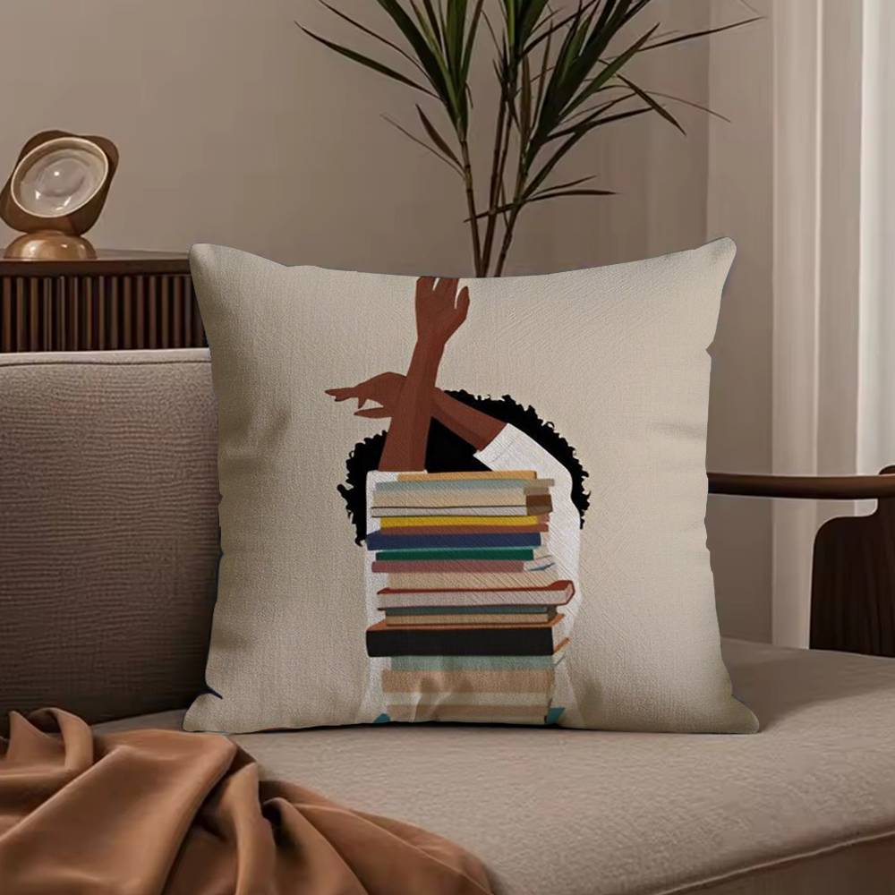 Black Woman Art Anime Pillow Case Anti-dustmite Pillowcase Invisible Zipper Silky Short Plush Sofa Cushion Cover