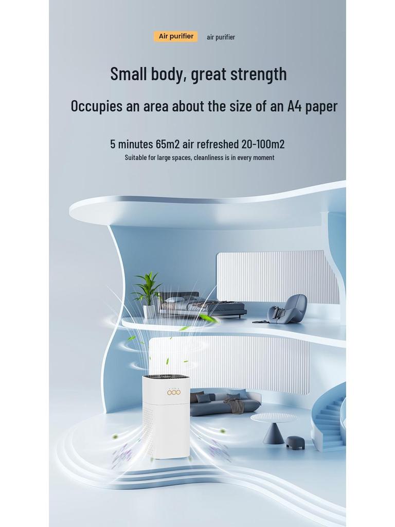 Household Air Purifier with Negative Ion, Baby-Safe, Removes Formaldehyde, Filters Cat Hair and Dust, Eliminates Indoor Smoke Odor.