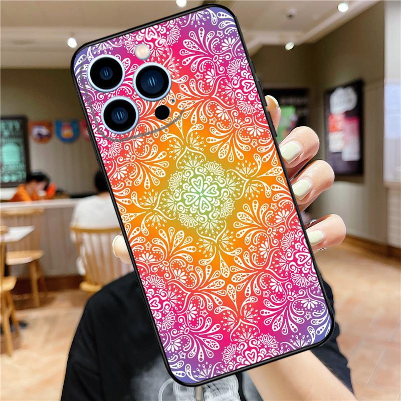 Trippy Tie Dye Floral Mandala Case For iPhone 16 15 11 12 13 14 Pro Max XS XR X 7 8 Plus 12 13 Mini Soft Cover