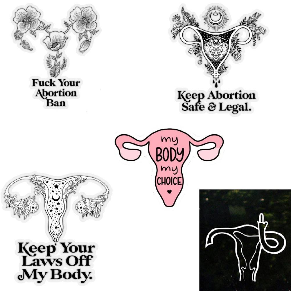 5 Pcs Uterus Sticker Waterproof Vinyl Decals Stickers Women S Reproductive Rights Decal for Laptop Car Phone Water