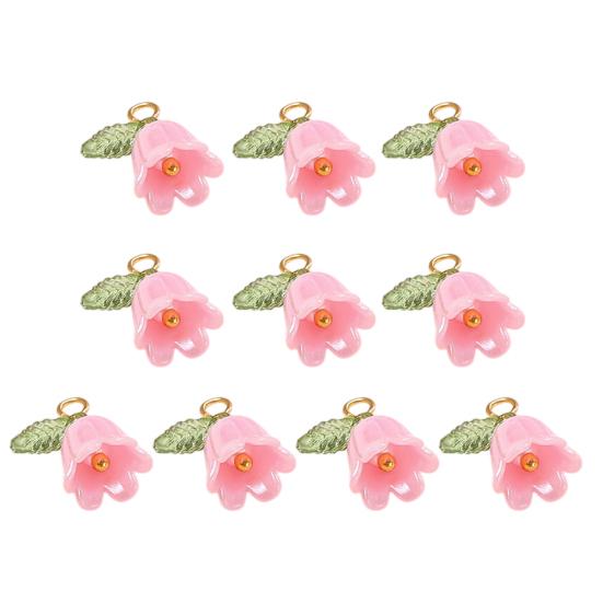 10Pçs Pingente DIY Flor do Vale de Resina com Textura de Simulação Tridimensional