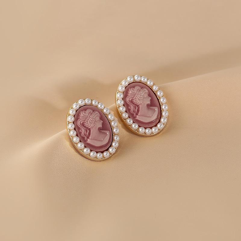 Medieval Vintage Silver Needle Earrings, Temperament Light Luxury Court Style Pearl Earrings Versatile High-end Retro Earrings