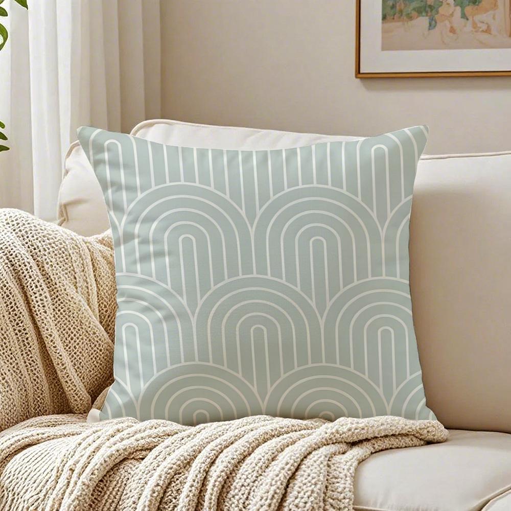 Minimal Casual Simple And Stylish Green Cat Cushion Cover Washable Linen Pillowcase Soft For Daily Sofa Bed Home Room Decor