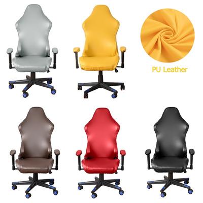 Pu Deri oyun sandalyesi Kapak Ofis Elastik Sandalye Bilgisayar Sandalyeleri Çalışma Oyun Odası Için Düz Renk Koltuk Slipcover Kapakları