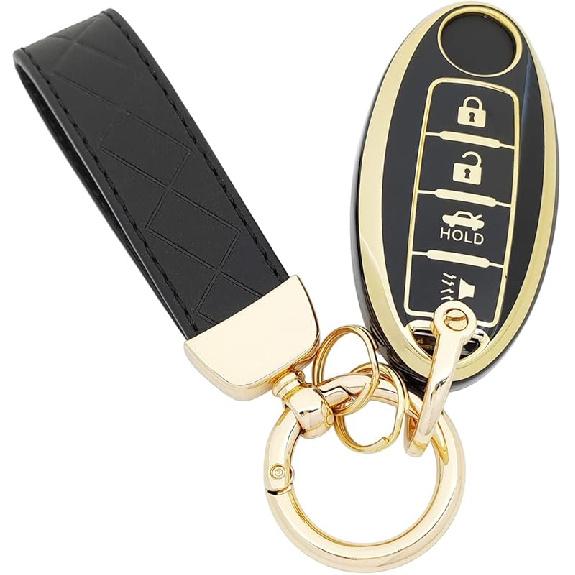 TPU Protective Key Fob Cover Case Compatible With Nissan 2007-2012 Altima 2009-2014 Maxima Murano For Infiniti FX35 FX37 FX50 G25 G35 G37 Q40 Q60