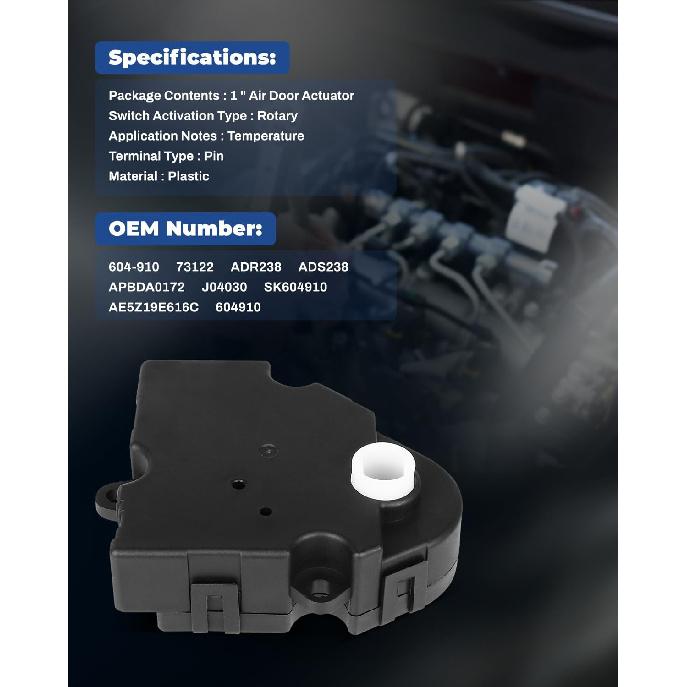 LUJUNTEC A/C HAVC Heater Blend Door Actuator with Recirculation Control | Direct Fit for 2010-2012 Ford Fusion, 2011-2012 Lincoln MKZ & 2010-2011