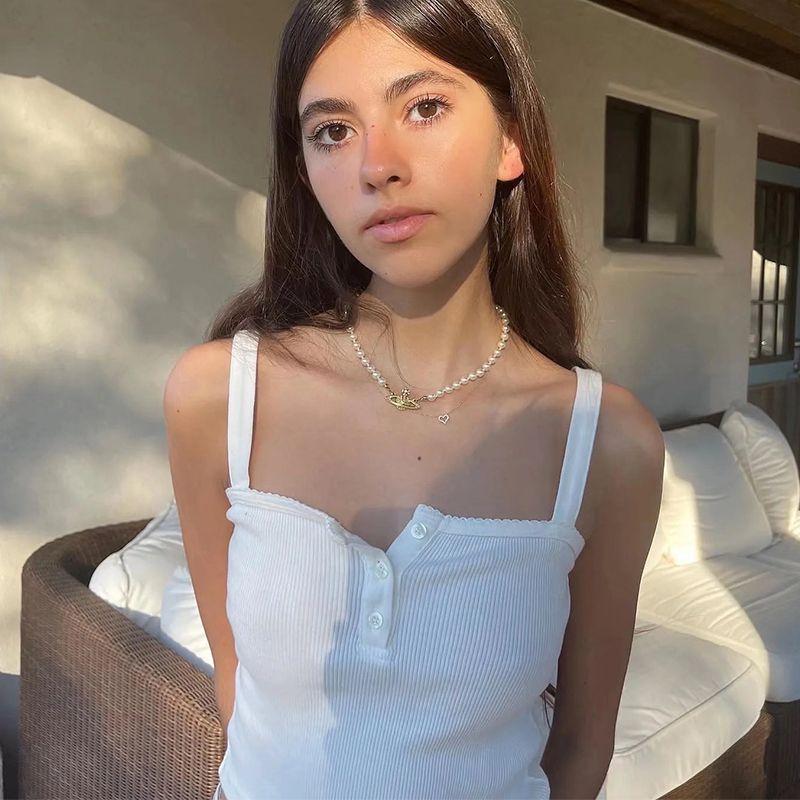 BM Thread Solid Color Basic Camisole Sexy Knitting Silm Women's Underwear Summer Sleeveless Bottoming Shirt