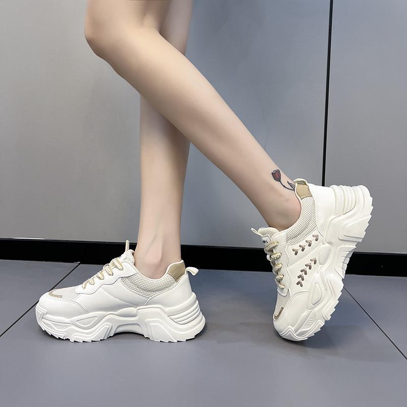 Women's Vulcanized Shoes 2024 Spring and Autumn Hollow Mesh Shoes of Women Lace-Up Sneakers Casual Shoes Femmes Tennis Shoes