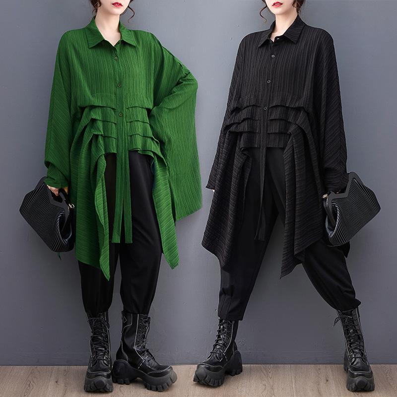 Boho Berry Women's Black Irregular Shirt Fashion Autumn Bat Sleeve Casual High Low Hem Casual Pullover Long Tops Cm