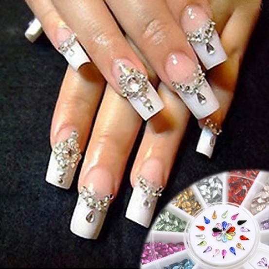 3mm Nageldekorationsstickers Vattendroppe Strass 12 Färger DIY Nagelspetsar Hjul