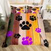 Dog Paw Print Duvet Cover Watercolor Gradient Puppy Footprints Comforter Cover with 2 Pillowcases,Funny Pets Animal Quilt Cover
