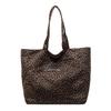 Leopard print canvas bag women's large-capacity autumn and winter versatile shoulder bag casual college student tote bag