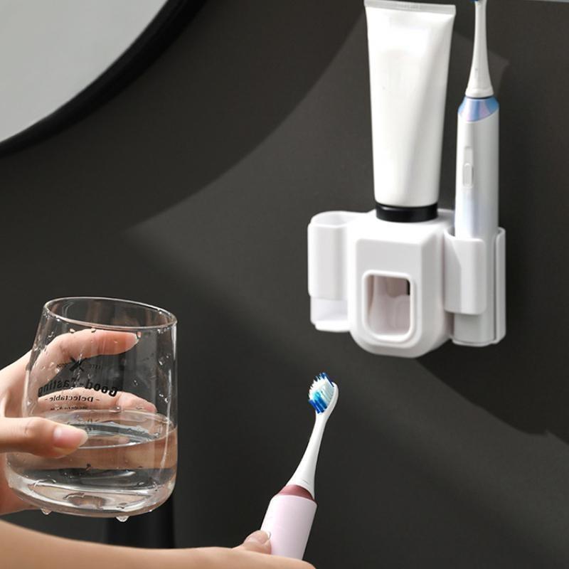 Set Di 2 Portaspazzolini 2 In 1, Adesivi A Parete, In Acciaio Inossidabile, Con Drenaggio, Colore Argento - 2