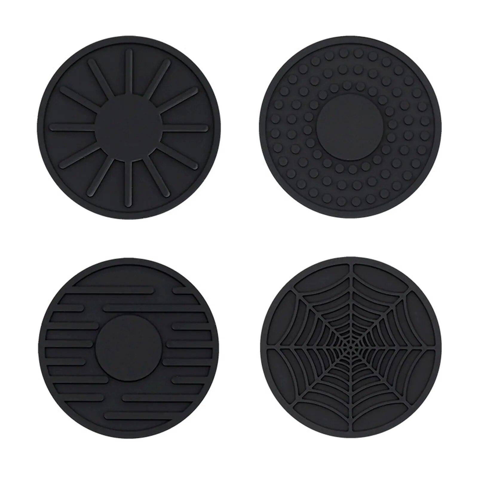 

4/8 шт. силиконовый нескользящий автомобильный коврик для чашки с водой, креативный коврик в виде паутины для держателя бутылки, подставка для авто, интерьерные противоскользящие подстаканники 4 Pcs Black