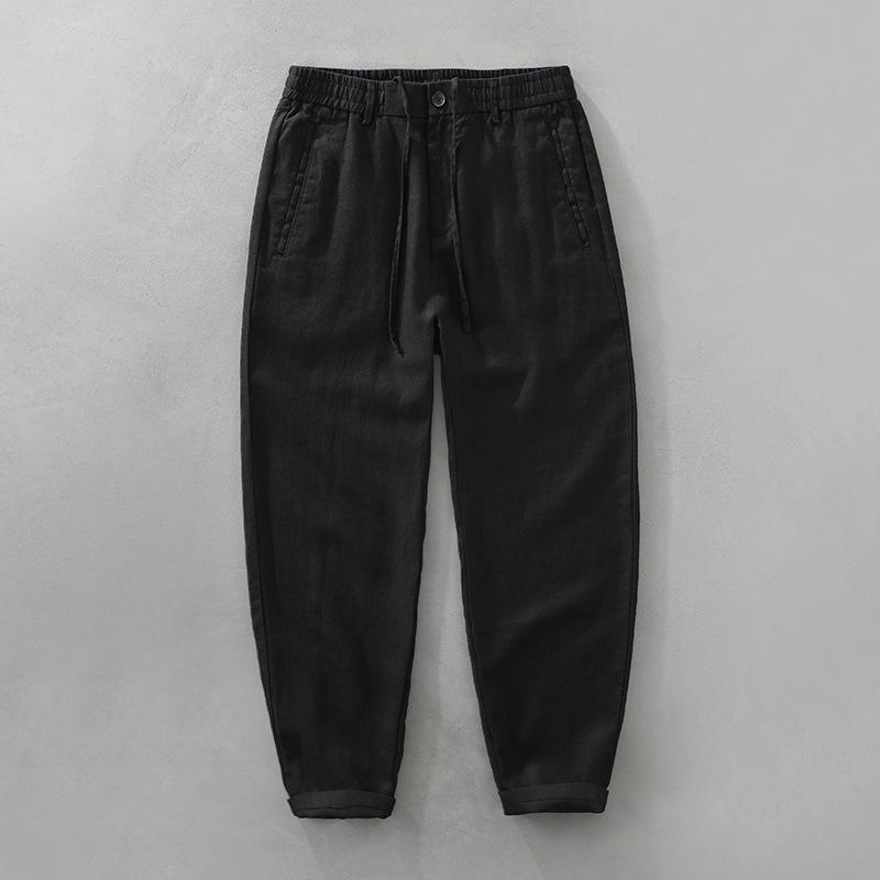 Men's Linen Drawstring Elastic Waist Long Pants - Casual, Loose, Breathable Beachwear
