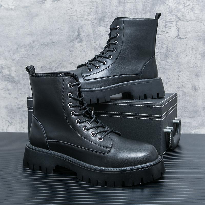 Men's shoes large size new leather boots fashion outdoor casual shoes trend British style high top Martin boots can be