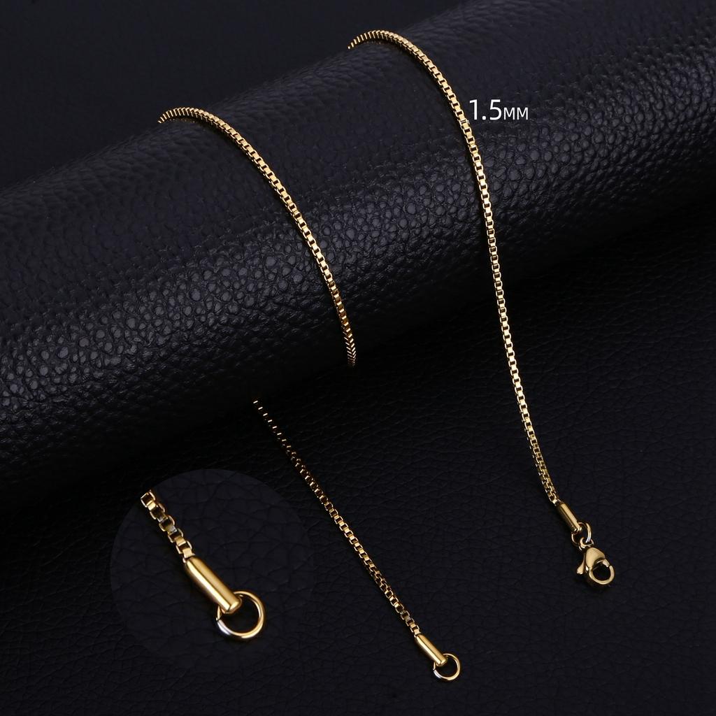 HIYEE 1.5 To 3 MM Thick Stainless Steel Box Chain Necklaces For Men And Women Jewelry Link Chokers With 18 To 24 Inches