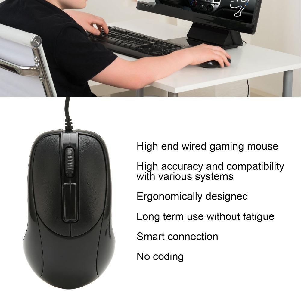 Black Wired for PS2 Optical Mouse Portable Wired Mouse Responsive Ergonomic Mouse Gaming