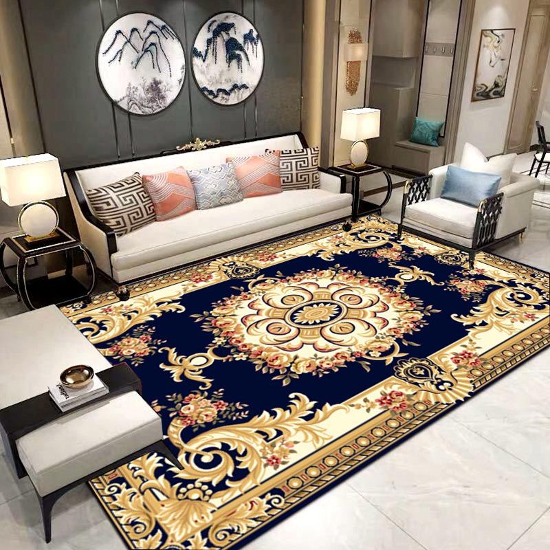 European Bohemian Classical Carpet Vintage Court Style Floor Mat for Commercial Household Living Room Bedroom Retro Decoration
