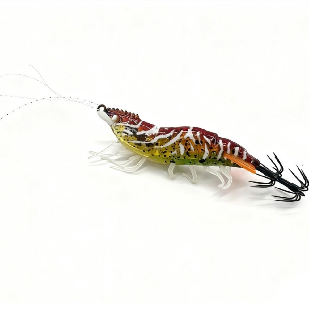 Shrimp 6.6g 80mm Squid Jig Horizontal Webfoot Slow Sinking Lure Luminous Wood Shrimp Octopus Bait Cuttlefish Fishing