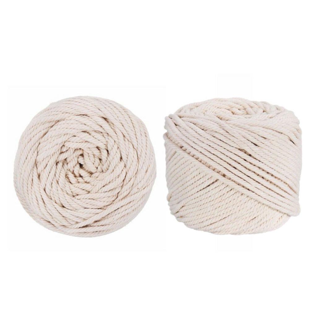 4 mm Baumwoll-Makramee-Seil, naturbeige, gedrehte Kordel, handgefertigt, 100 m