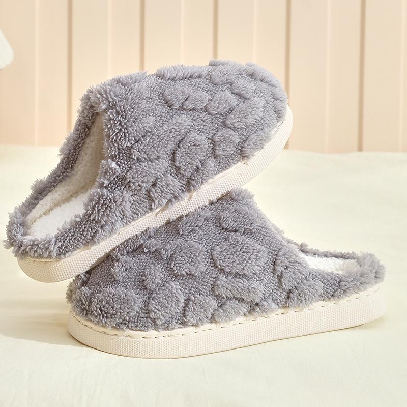 Maple leaf cotton slippers new autumn and winter indoor home non-slip thick bottom plush couple slippers