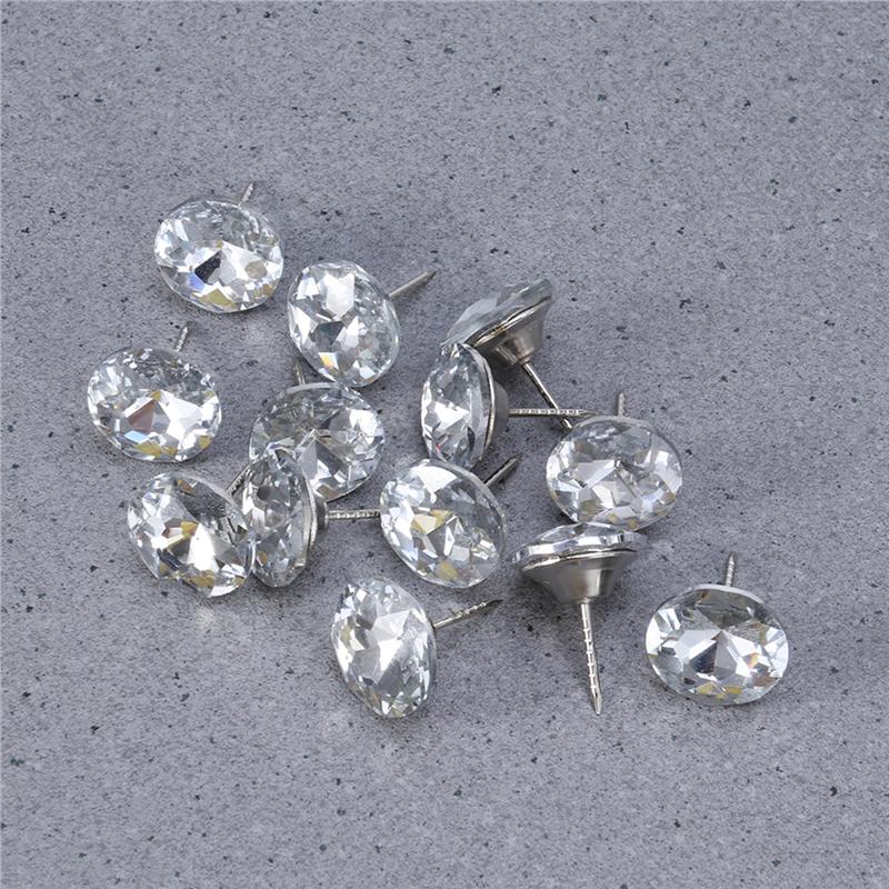 10Pcs Crystal Upholstery Nails Tacks Convenient Sofa Headboard Wall Decor
