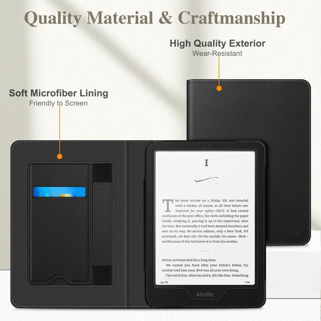 Fintie Protective Case for Kindle Paperwhite Signature Paperwhite Generation Auto Stand PU Hand Card Black Edition/Kindle 12th/11th (2024/2021