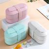 Three Layer Lunch Box Microwave Food Container Set with Reusable Fork Spoon