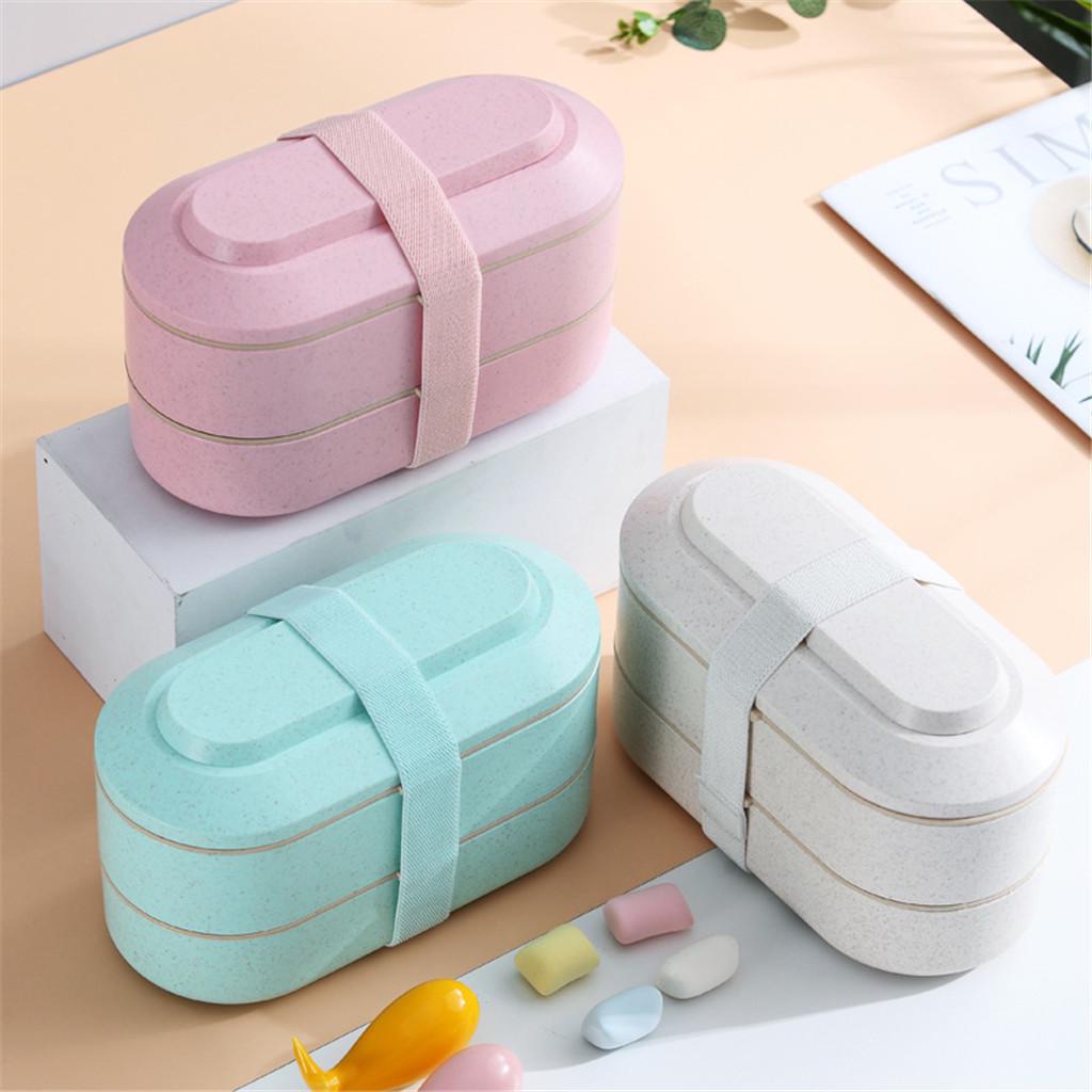 Dreischichtige Lunchbox Mikrowellen-Lebensmittelbehälter-Set mit wiederverwendbarer Gabel Löffel