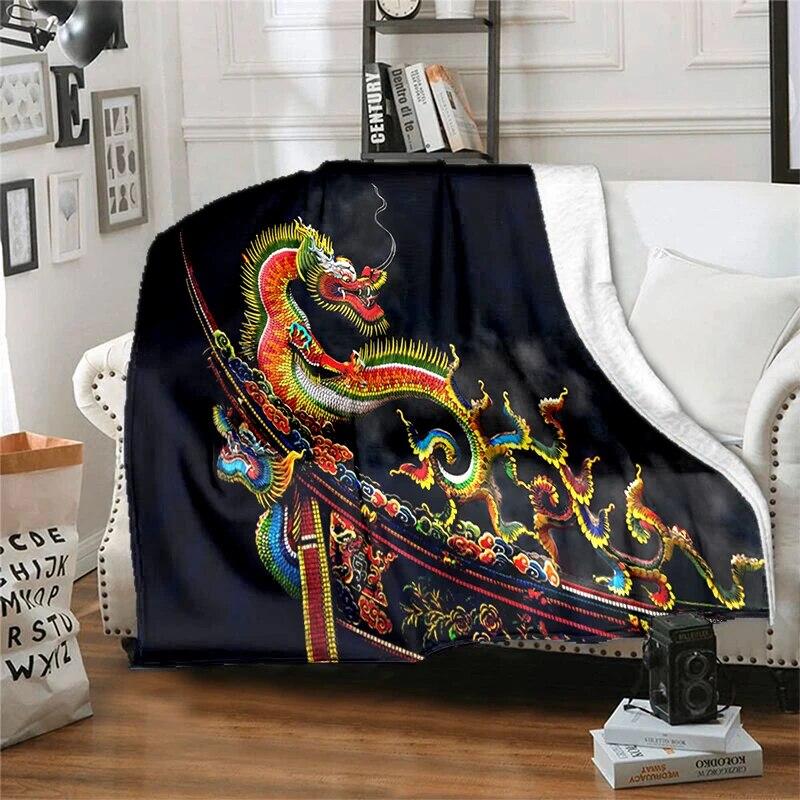 

М який плюшевий диван-ліжко з китайським драконом, ковдри для пікніка з мультфільмами, сучасні фланелеві ковдри Gedruckt Bettdecke Geschenk 75cm x 90cm
