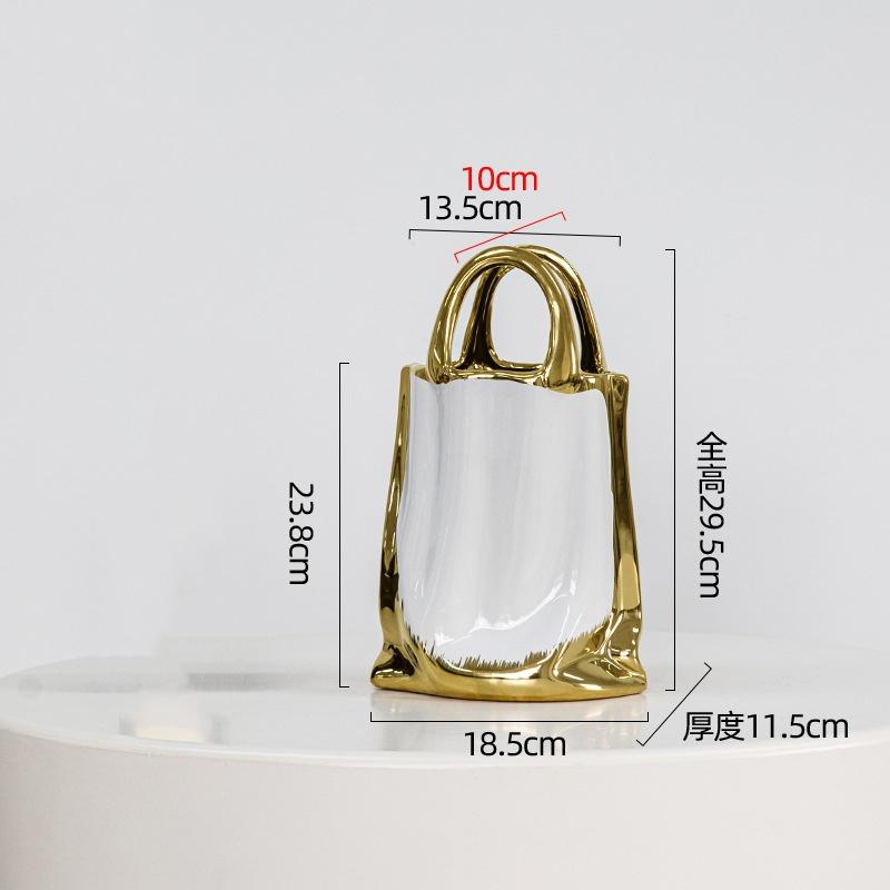 Gold Handbag Ceramic Vase Creative Bag