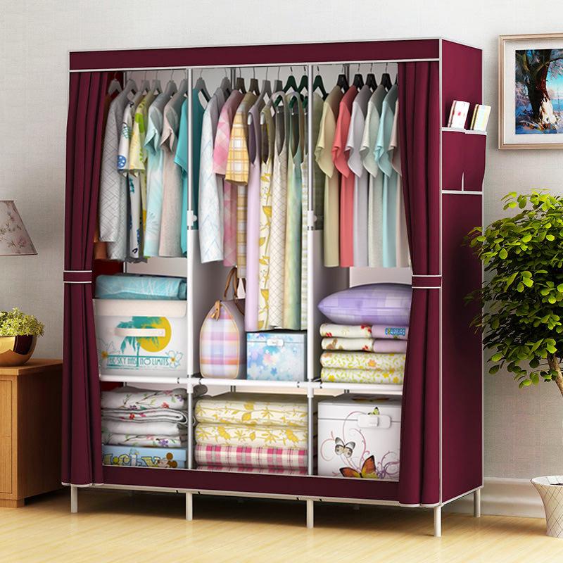Moderne minimalistische Stoffgarderobe: Einfach zu montierender Aufbewahrungsschrank für das Schlafzimmer