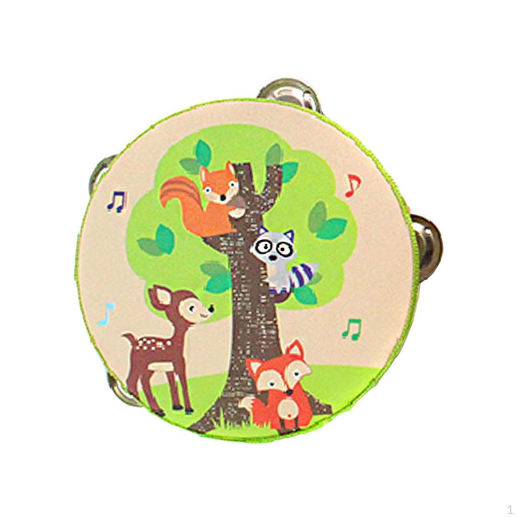 Wood Handheld Tambourines Double Rows Tambourine Drum Bell for Game Toys