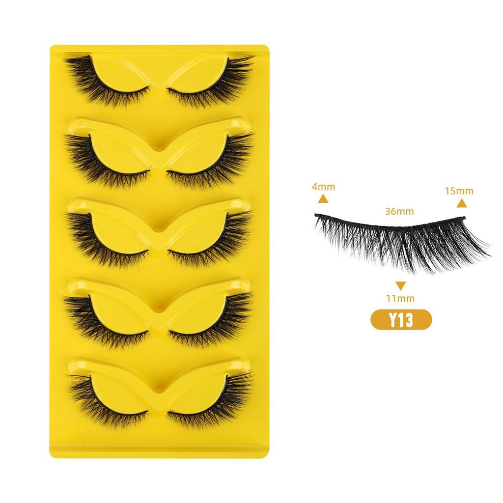 Five-Pair Set of Thick, Curly, 3D Fox-Eye Cat-Eye False Eyelashes