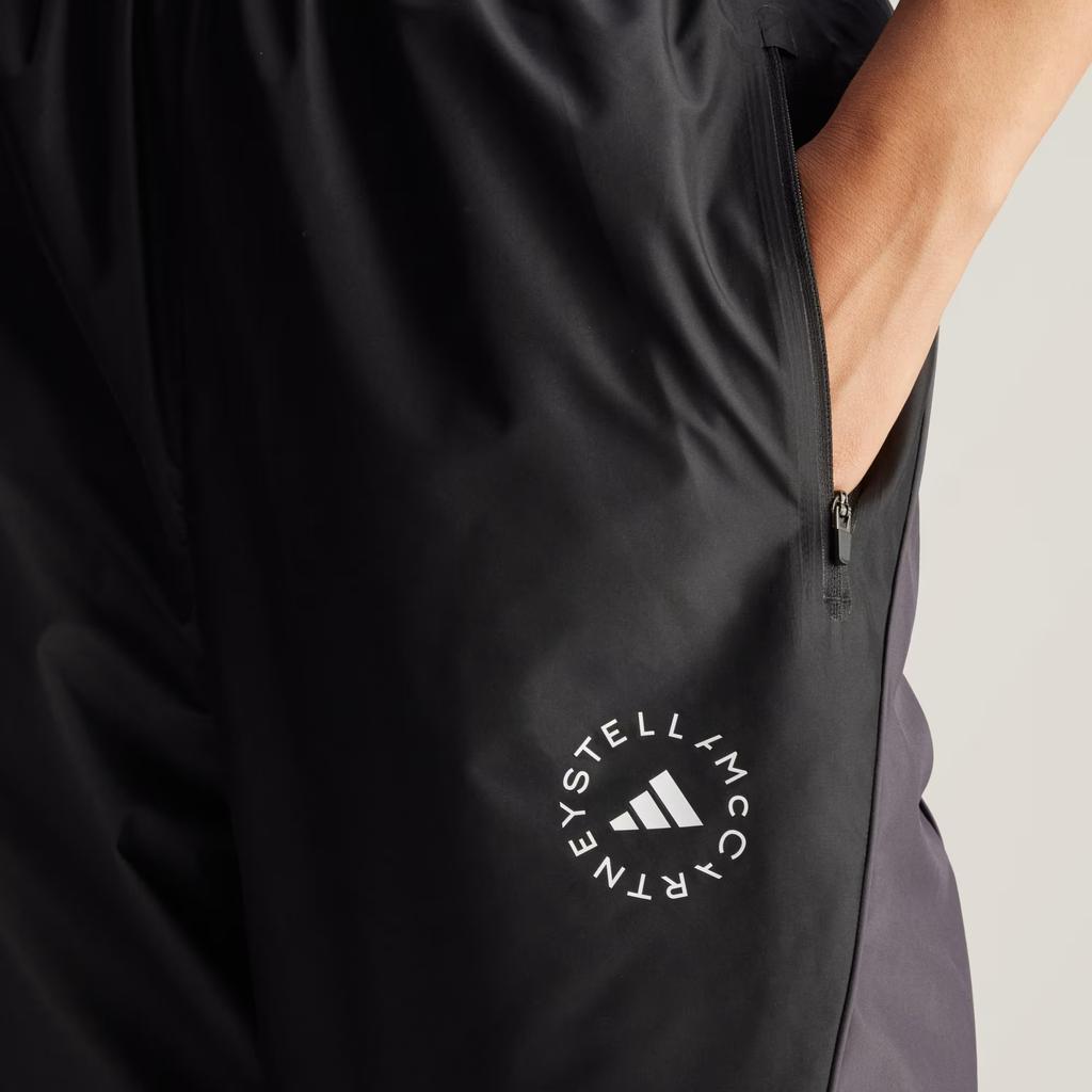 Adidas Stella McCartney Samarbeid FW24 Merkevarelogo Mote Sidelomme Løse Trenings Retro Sports Strikkebukser Damebukser Svart JF6332