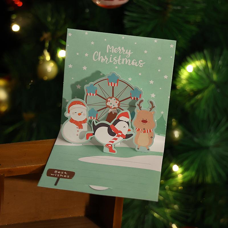 1/2/4 Pack 3D Christmas Stereo Greeting Cards Thanksgiving Holiday Blessings DIY Christmas Eve Christmas Blank Cards with Envelopes