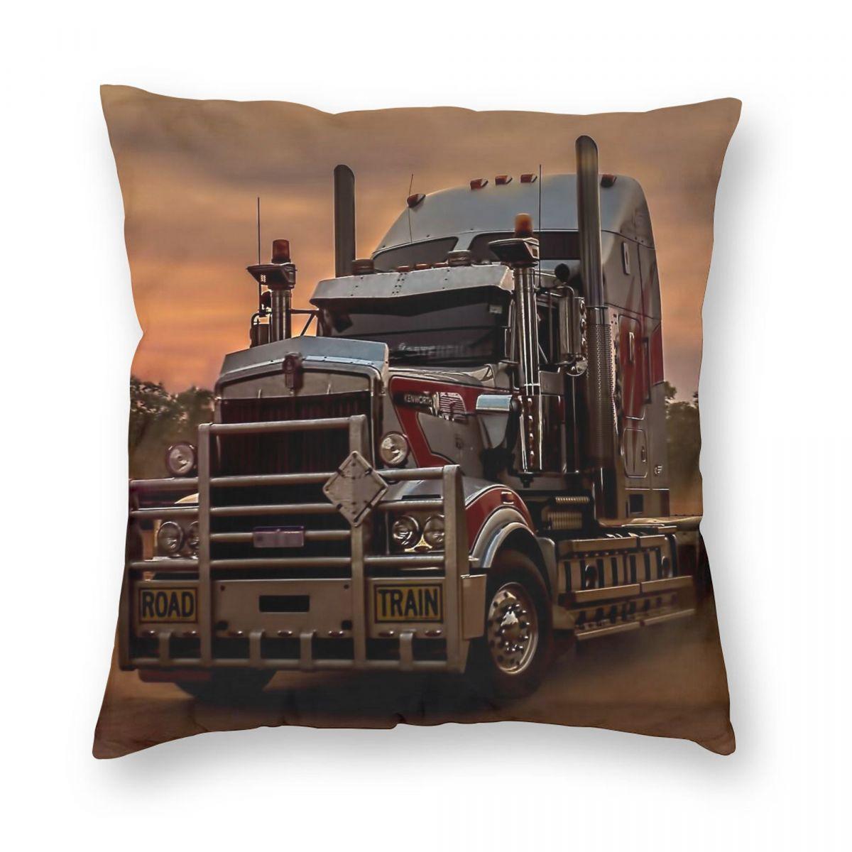 Prime Mover Kenworth Truck Pillowcase Polyester Linen Velvet Pattern Zip Decor Home Cushion Cover Wholesale x 30x30cm